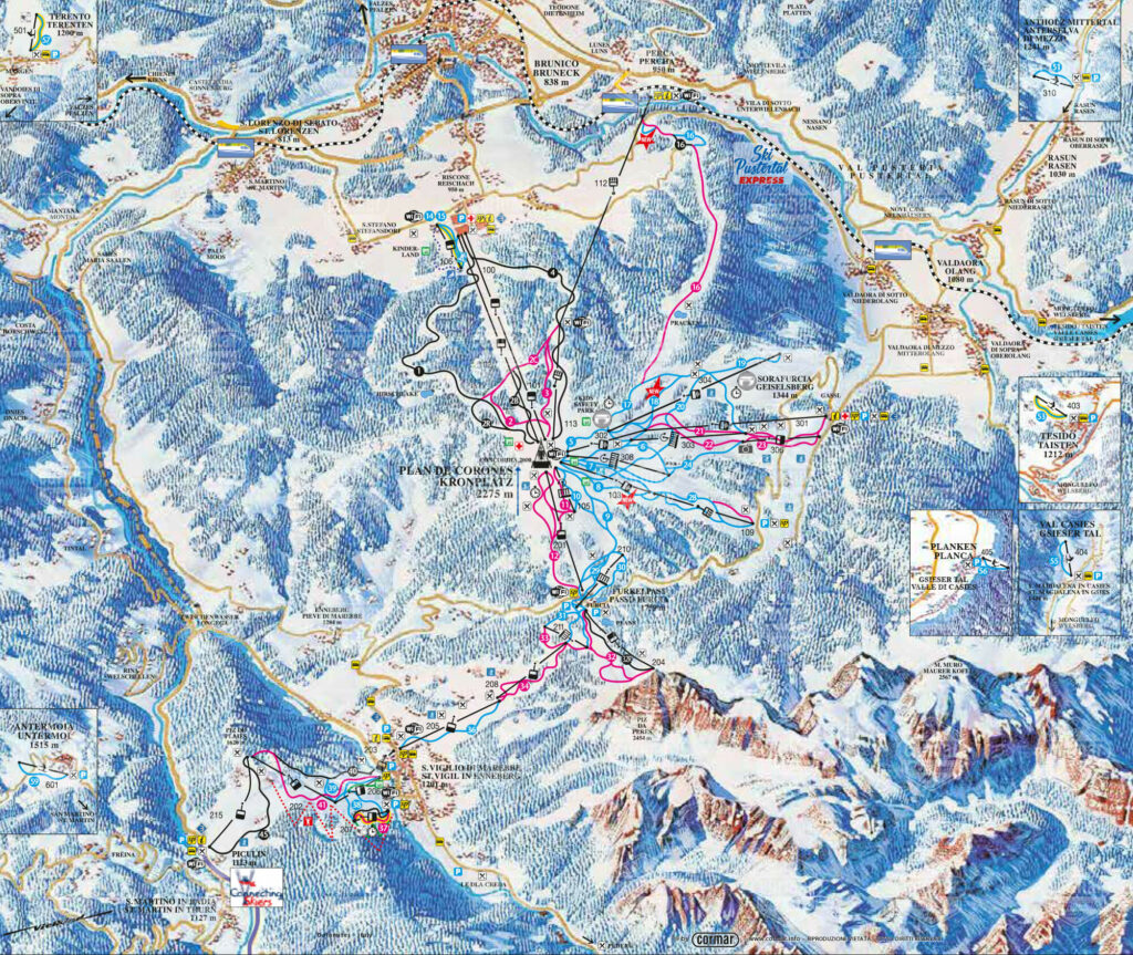 Kronplatz Skipistenplan Cormar Panoramakarten